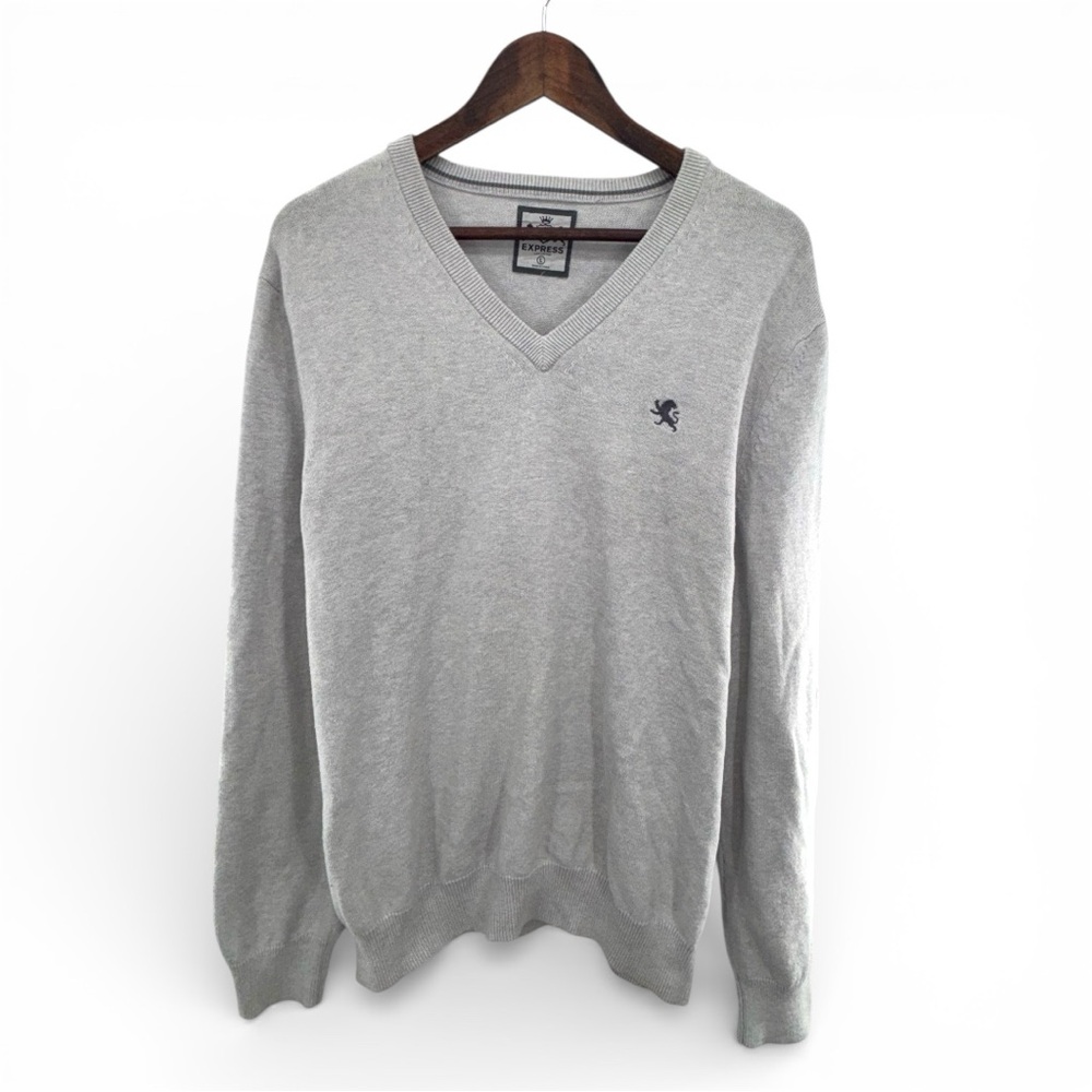 Express Gray V Neck Cotton Sweater L